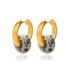 1 Pair Classic Style Geometric Plating Natural Stone Metal Hoop Earrings