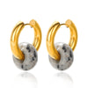 1 Pair Classic Style Geometric Plating Natural Stone Metal Hoop Earrings