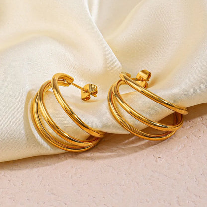 1 Pair Classic Style Geometric Plating Stainless Steel 18k Gold Plated Earrings