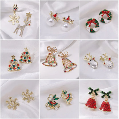 1 Pair Classic Style Geometric Santa Claus Snowflake Alloy Drop Earrings Ear Studs