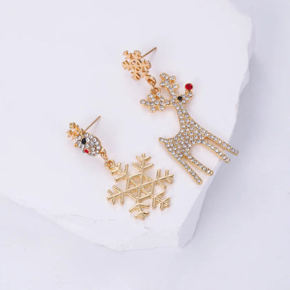 1 Pair Classic Style Geometric Santa Claus Snowflake Alloy Drop Earrings Ear Studs