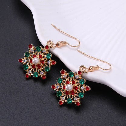 1 Pair Classic Style Geometric Santa Claus Snowflake Alloy Drop Earrings Ear Studs