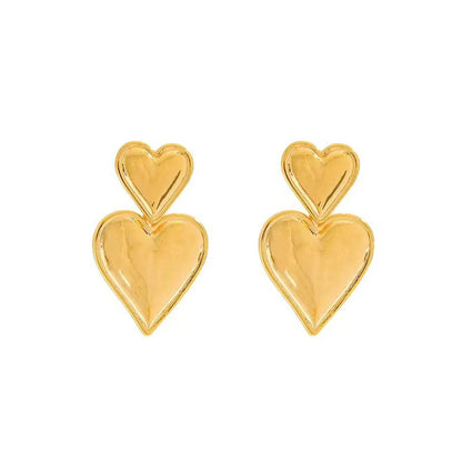 1 Pair Classic Style Heart Shape Plating Copper 24k Gold Plated Drop Earrings