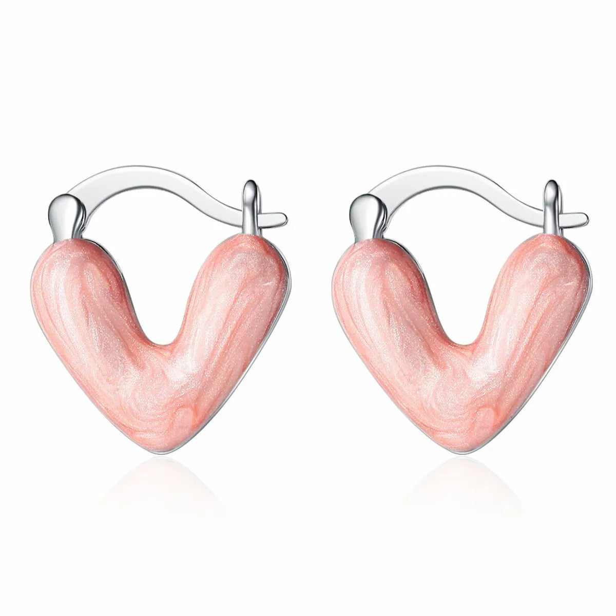 1 Pair Classic Style Heart Shape Plating Copper White Gold Plated Earrings