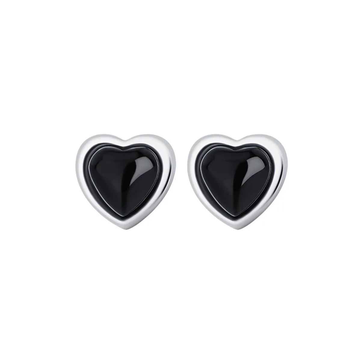 1 Pair Classic Style Heart Shape Plating Inlay Sterling Silver Artificial Gemstones Ear Studs