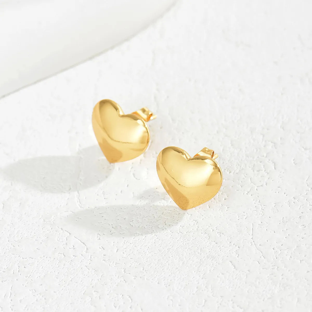 1 Pair Classic Style Heart Shape Plating Stainless Steel 18k Gold Plated Ear Studs