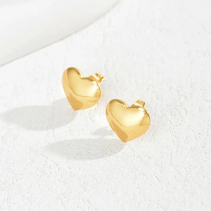 1 Pair Classic Style Heart Shape Plating Stainless Steel 18k Gold Plated Ear Studs