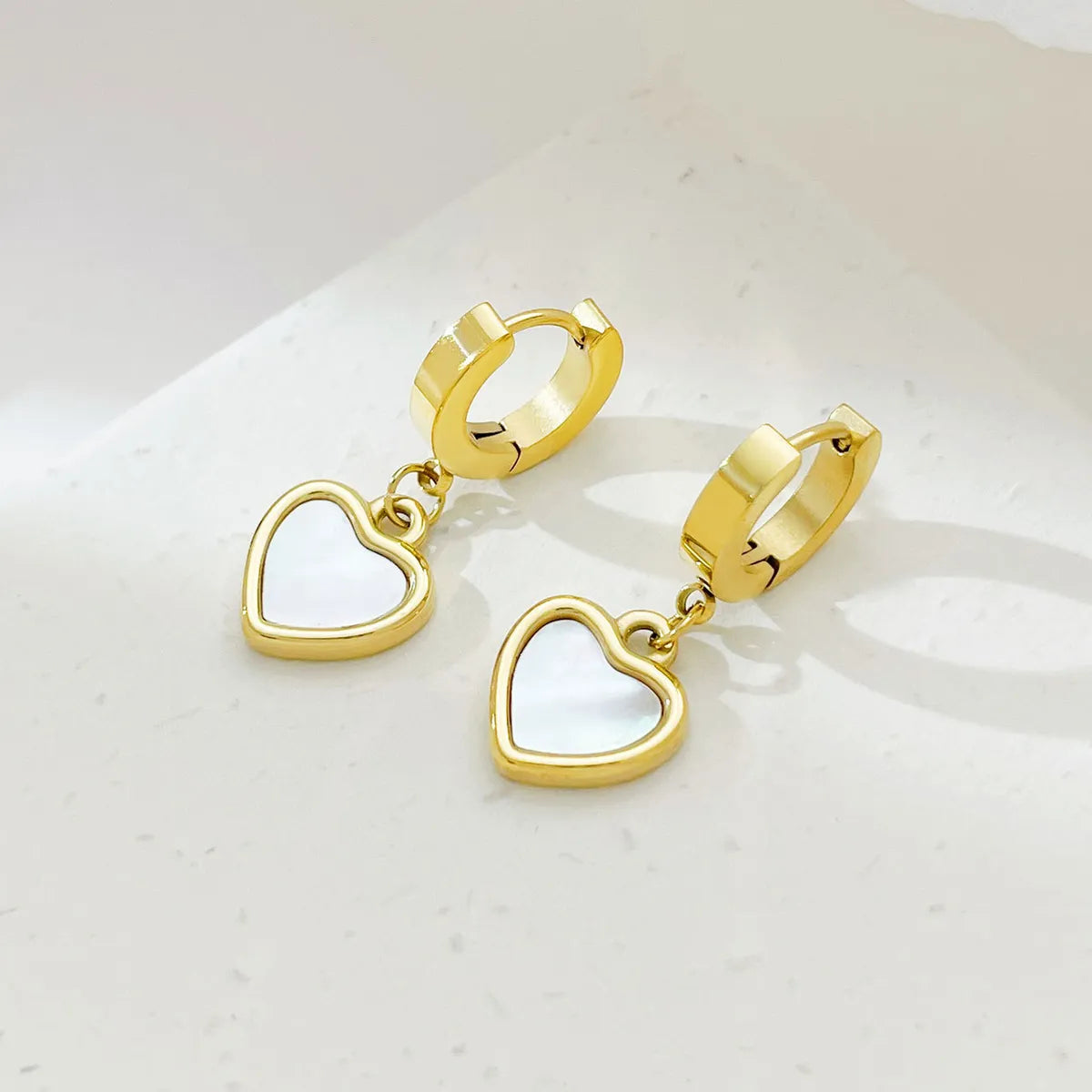 1 Pair Classic Style Heart Shape Plating Stainless Steel White Gold Plated Gold Plated Earrings