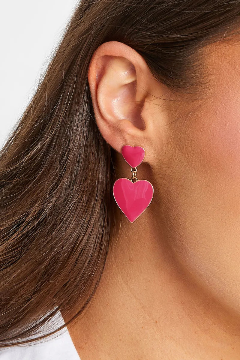 1 Pair Classic Style Heart Shape Polishing Epoxy Plating Stainless Steel 18k Gold Plated Drop Earrings