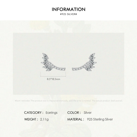 1 Pair Classic Style Leaf Sterling Silver Plating Inlay Zircon Rhodium Plated Ear Studs