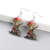 1 Pair Classic Style Mushroom Printing Arylic Drop Earrings