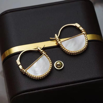 1 Pair Classic Style Oval Enamel Plating Alloy Gold Plated Earrings