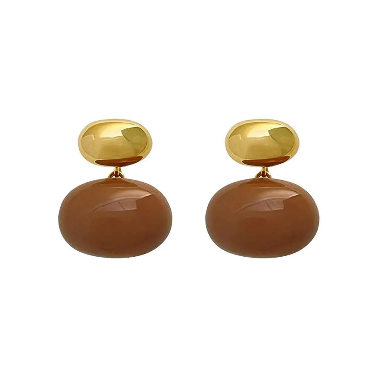 1 Pair Classic Style Oval Plating Copper 18k Gold Plated Drop Earrings