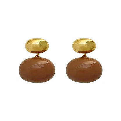 1 Pair Classic Style Oval Plating Copper 18k Gold Plated Drop Earrings