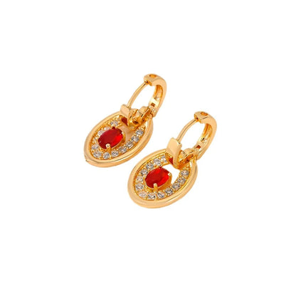 1 Pair Classic Style Oval Plating Inlay Copper Zircon Drop Earrings