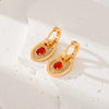 1 Pair Classic Style Oval Plating Inlay Copper Zircon Drop Earrings