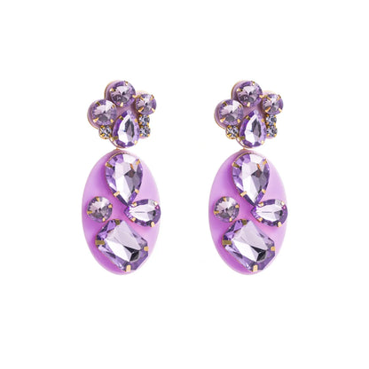 1 Pair Classic Style Oval Water Droplets Arylic Inlay Rhinestones Glass Women's Drop Earrings