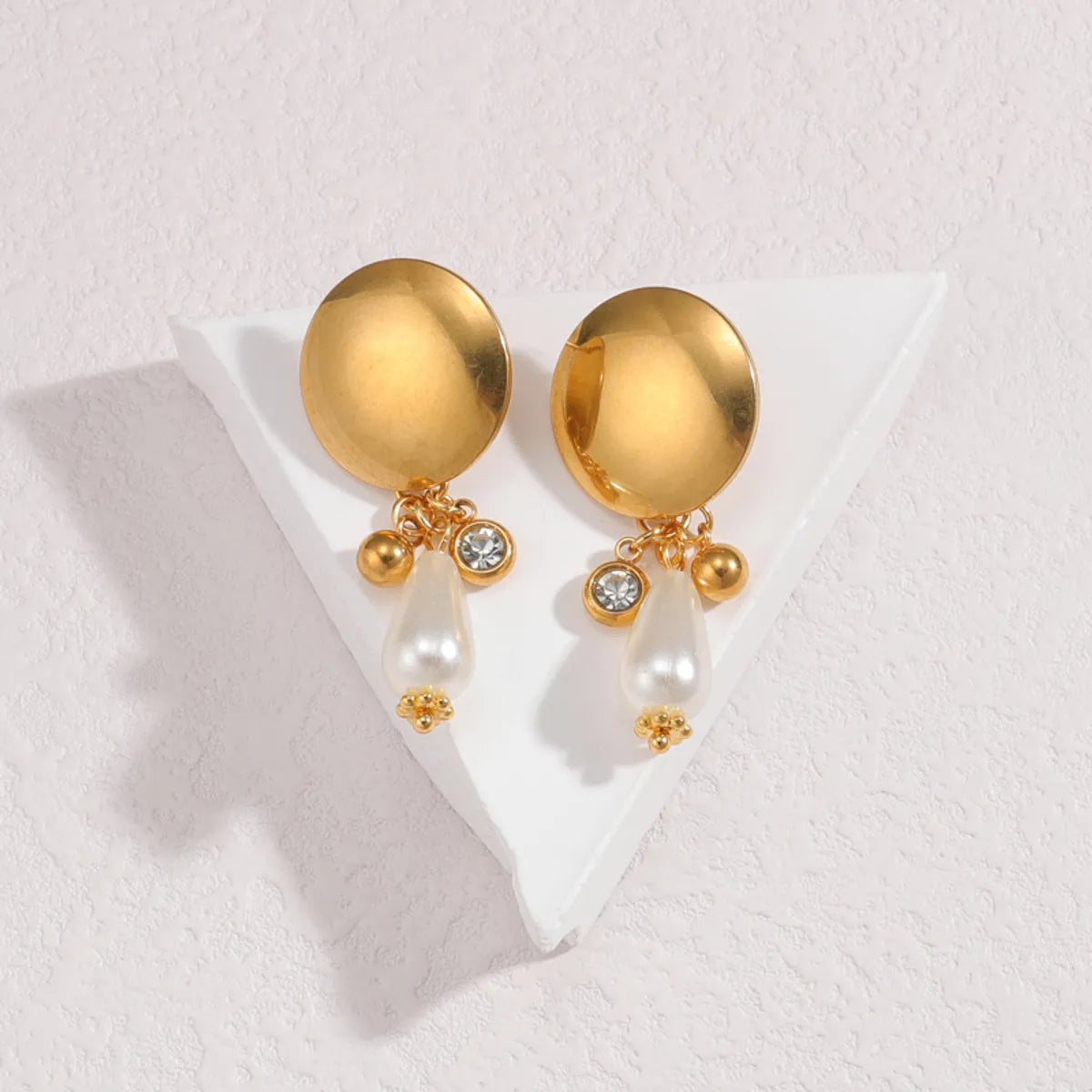 1 Pair Classic Style Pearl Irregular 304 Stainless Steel 18K Gold Plated Drop Earrings