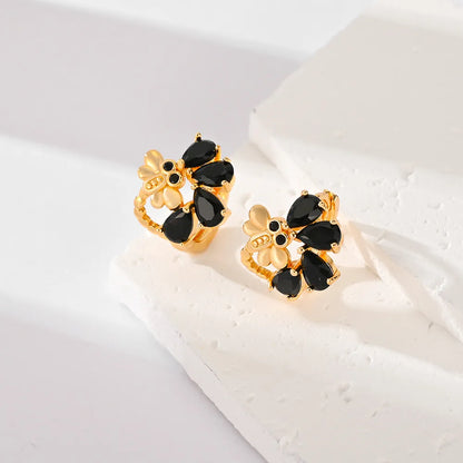 1 Pair Classic Style Plating Inlay Copper Zircon Earrings