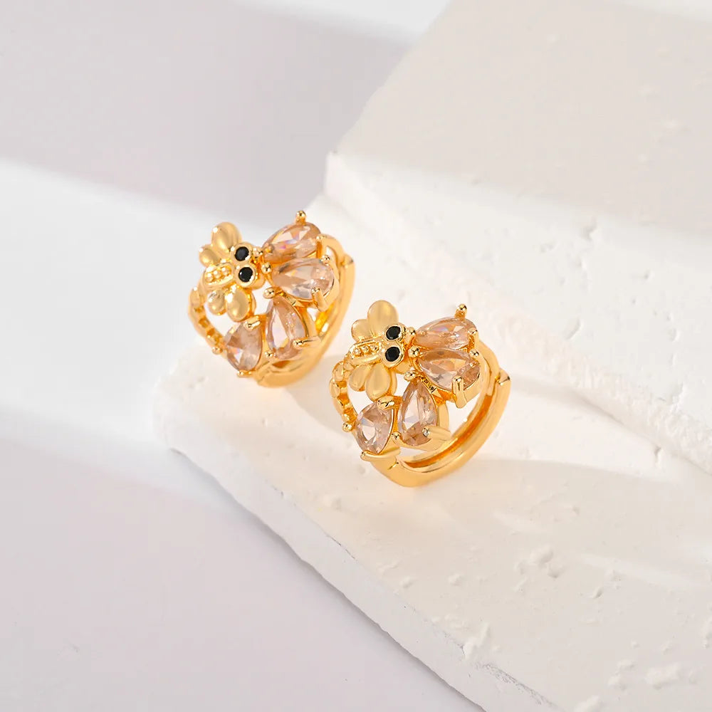 1 Pair Classic Style Plating Inlay Copper Zircon Earrings