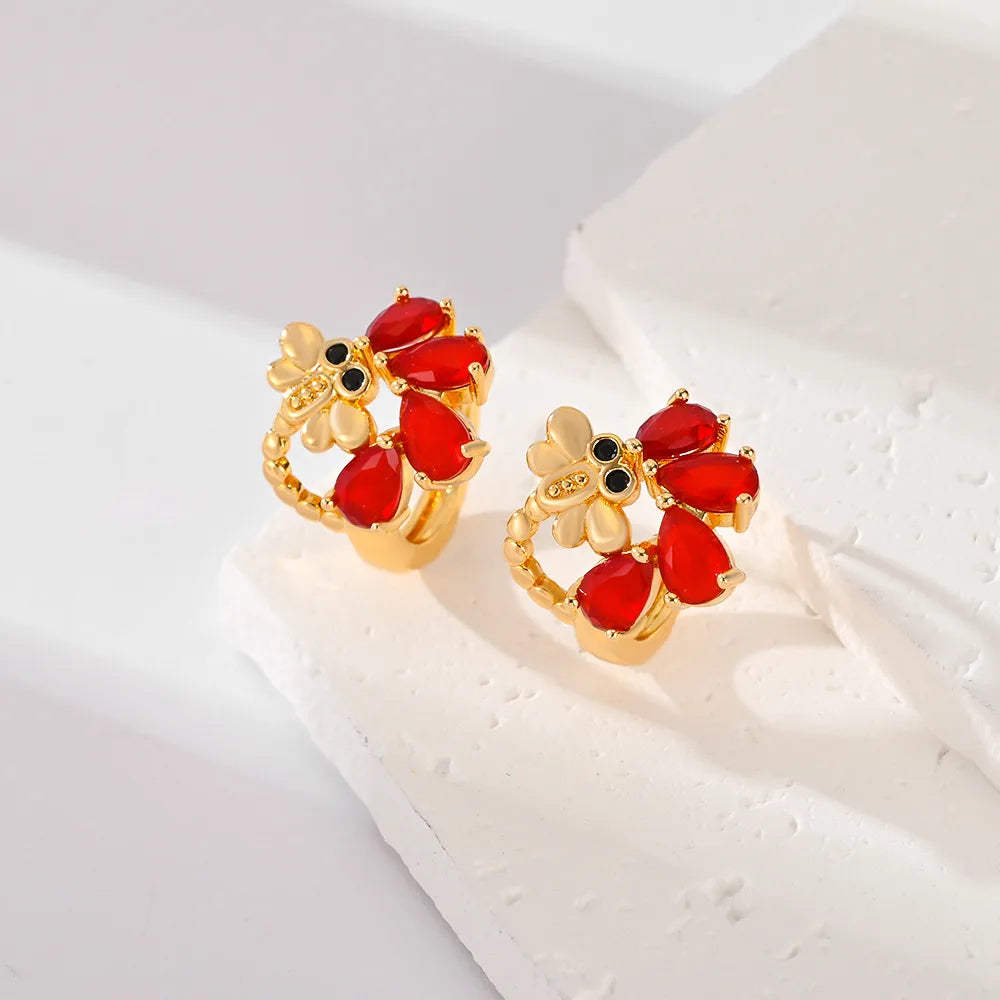 1 Pair Classic Style Plating Inlay Copper Zircon Earrings