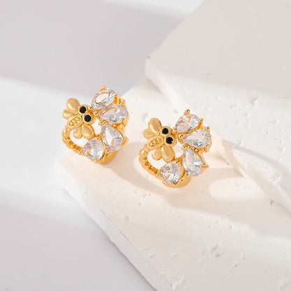 1 Pair Classic Style Plating Inlay Copper Zircon Earrings