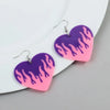 1 Pair Classic Style Printing Flame Heart Shape Printing Arylic Drop Earrings