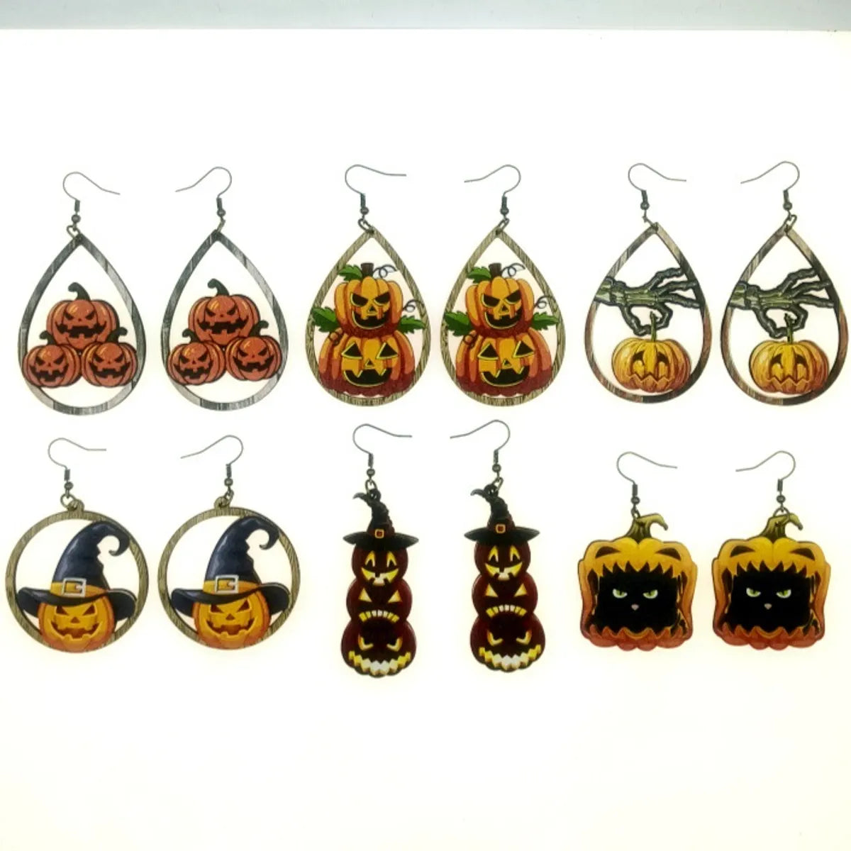 1 Pair Classic Style Pumpkin Water Droplets Printing Wood