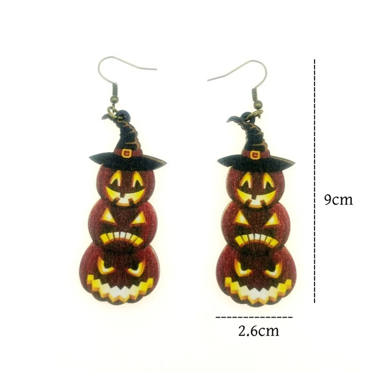 1 Pair Classic Style Pumpkin Water Droplets Printing Wood