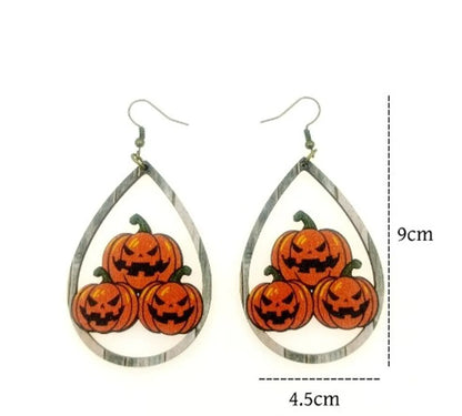 1 Pair Classic Style Pumpkin Water Droplets Printing Wood