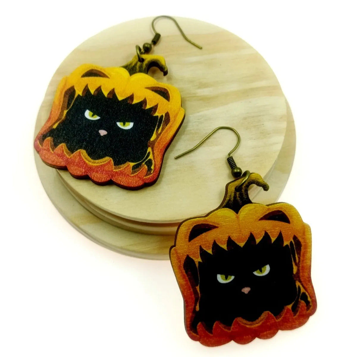 1 Pair Classic Style Pumpkin Water Droplets Printing Wood