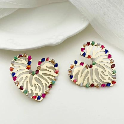 1 Pair Classic Style Roman Style Heart Shape Stainless Steel Gravel Plating Ear Studs