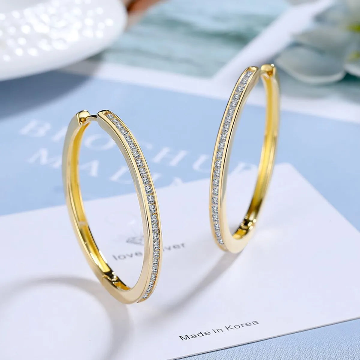 1 Pair Classic Style Round Plating Inlay Copper Zircon Gold Plated Earrings