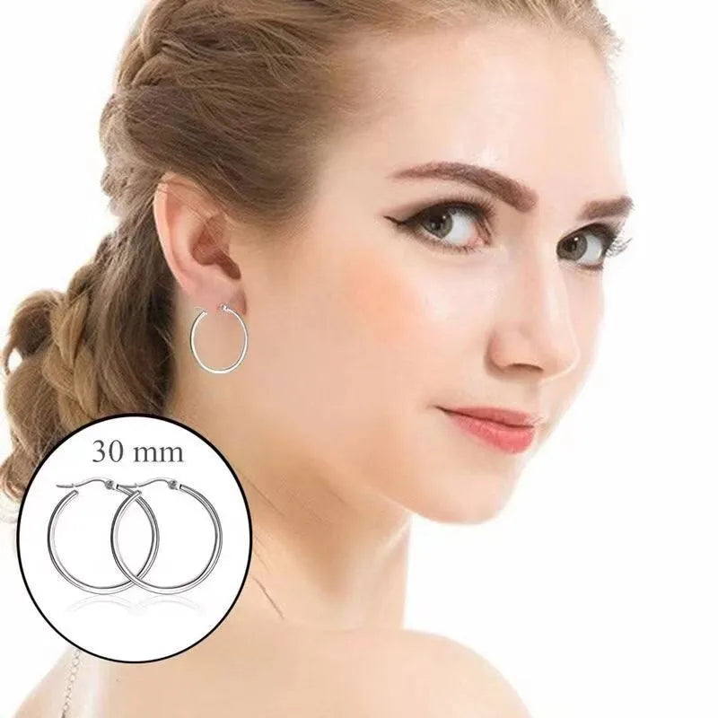 1 Pair Classic Style Round Plating Stainless Steel Earrings