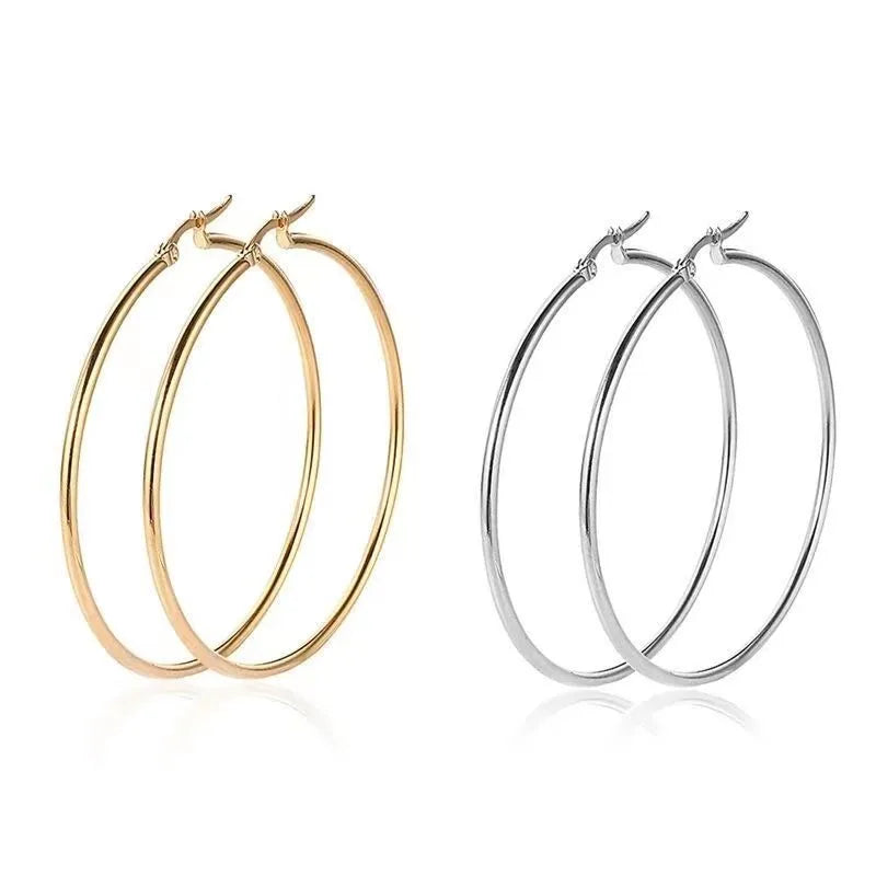 1 Pair Classic Style Round Plating Stainless Steel Earrings