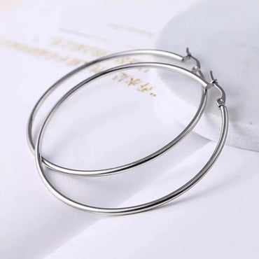 1 Pair Classic Style Round Plating Stainless Steel Earrings