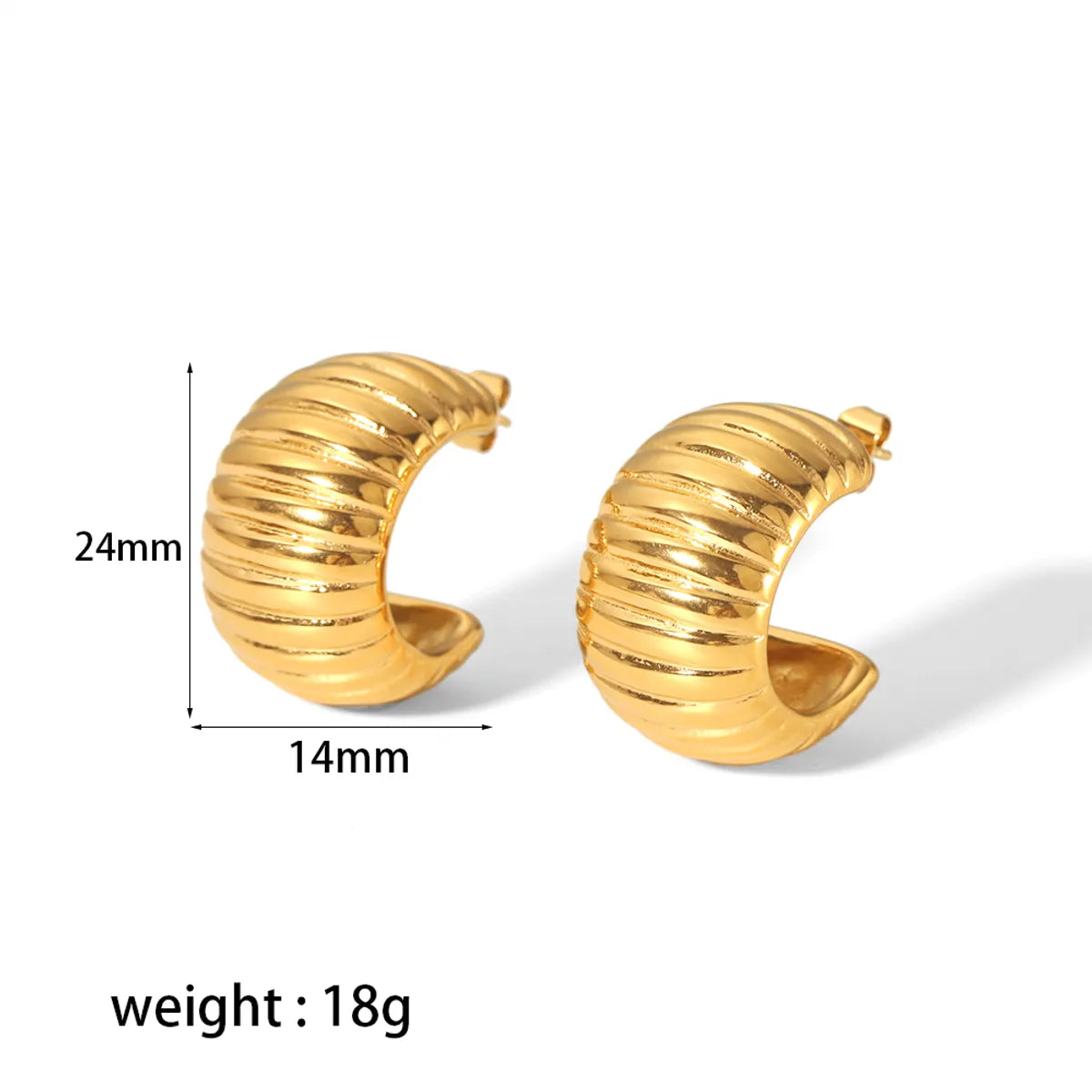 1 Pair Classic Style Semicircle Polishing Plating Stainless Steel 18k Gold Plated Hoop Earrings