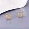1 Pair Classic Style Shiny Geometric Inlay 304 Stainless Steel Titanium Steel Zircon 18K Gold Plated Earrings