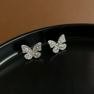 1 Pair Classic Style Shiny Korean Style Butterfly Inlay Alloy Rhinestones Ear Studs