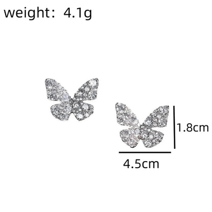 1 Pair Classic Style Shiny Korean Style Butterfly Inlay Alloy Rhinestones Ear Studs