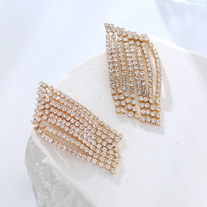 1 Pair Classic Style Shiny Tassel Plating Inlay Rhinestone Rhinestones Gold Plated Silver Plated Drop Earrings