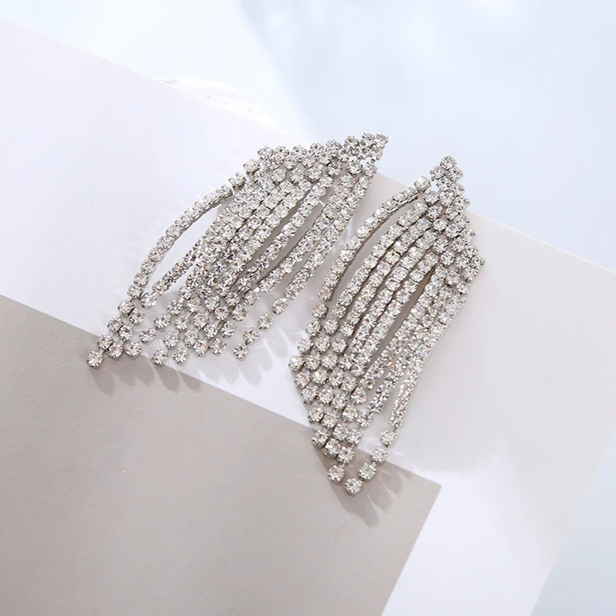 1 Pair Classic Style Shiny Tassel Plating Inlay Rhinestone Rhinestones Gold Plated Silver Plated Drop Earrings