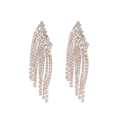 1 Pair Classic Style Shiny Tassel Plating Inlay Rhinestone Rhinestones Gold Plated Silver Plated Drop Earrings