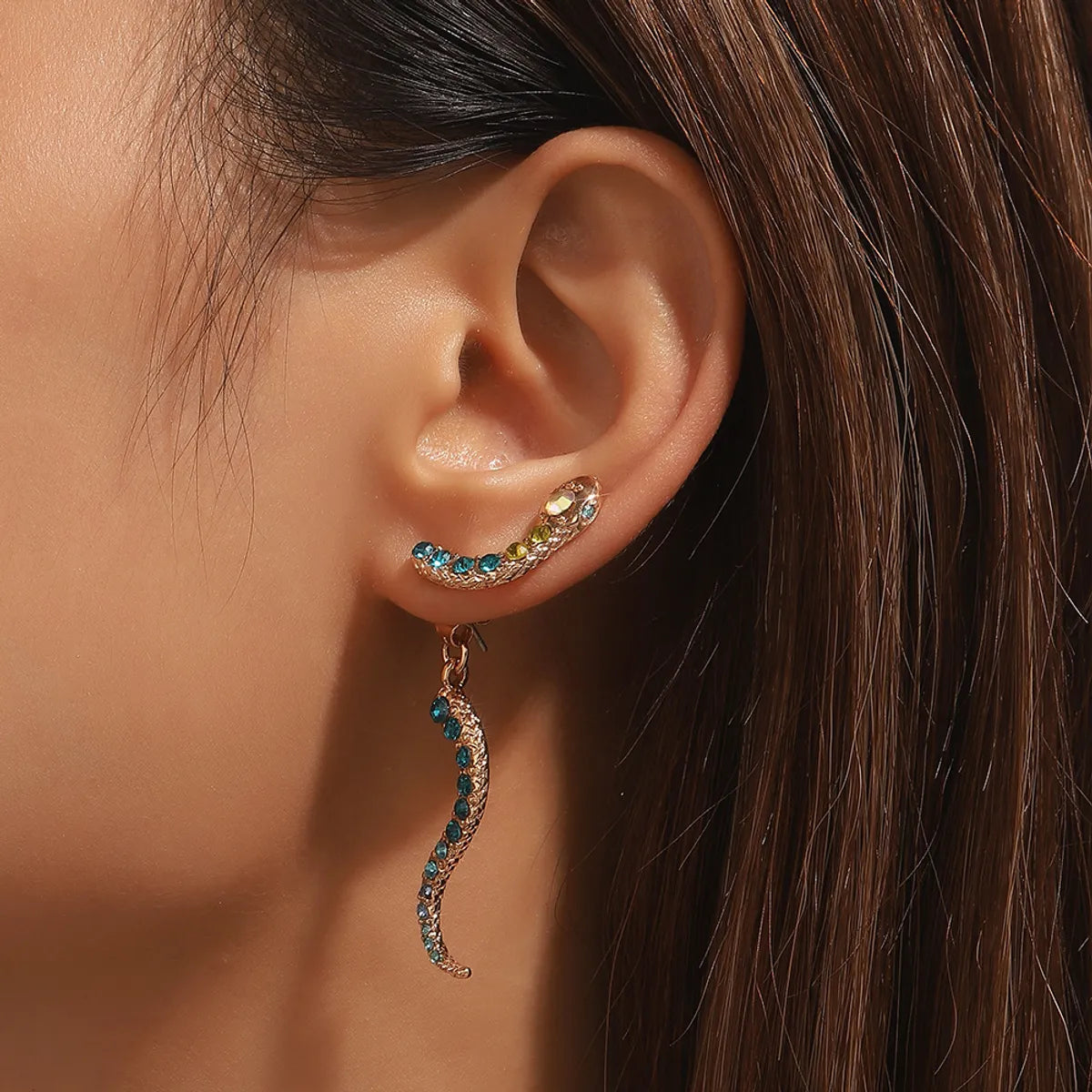 1 Pair Classic Style Snake Plating Inlay Alloy Artificial Gemstones Drop Earrings