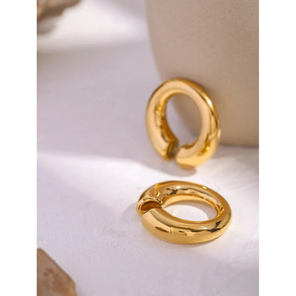 1 Pair Classic Style Solid Color Plating 316 Stainless Steel  18K Gold Plated Ear Cuffs