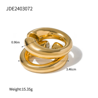 1 Pair Classic Style Solid Color Plating 316 Stainless Steel  18K Gold Plated Ear Cuffs