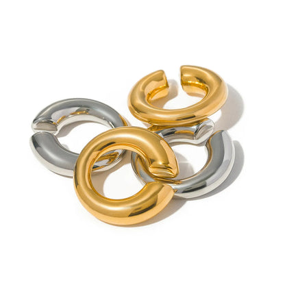 1 Pair Classic Style Solid Color Plating 316 Stainless Steel  18K Gold Plated Ear Cuffs