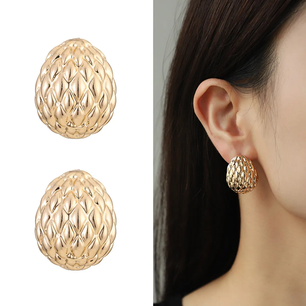 1 Pair Classic Style Solid Color Plating Alloy Gold Plated Ear Studs