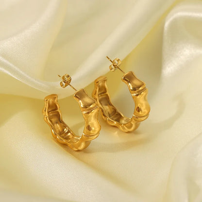 1 Pair Classic Style Solid Color Plating Stainless Steel 14k Gold Plated Ear Studs