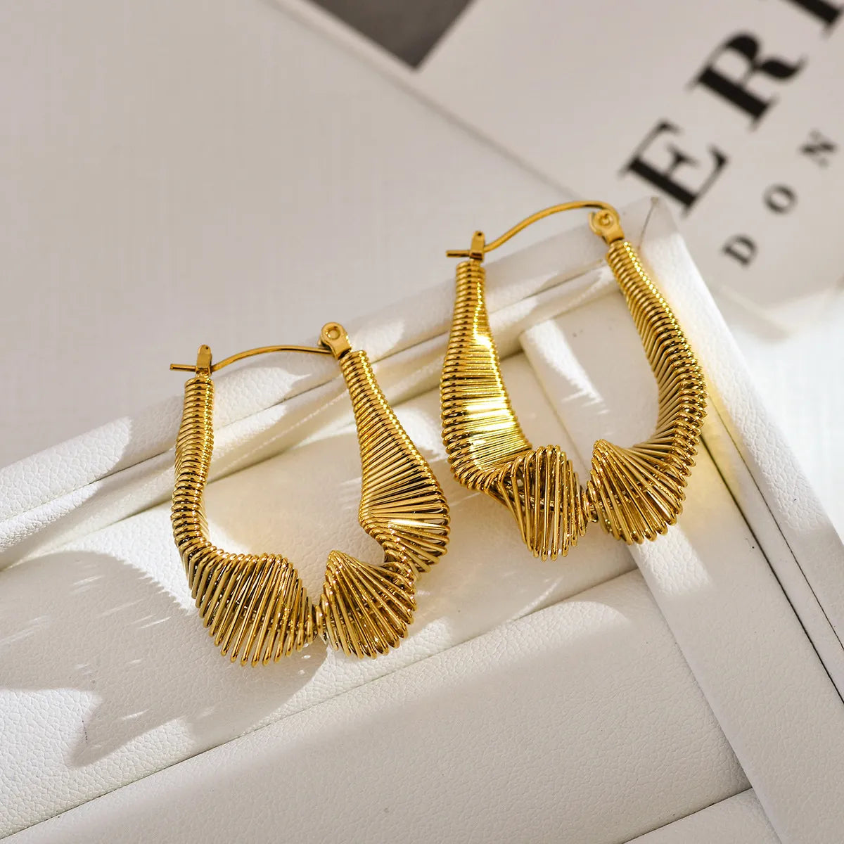 1 Pair Classic Style Solid Color Plating Stainless Steel 18k Gold Plated Earrings